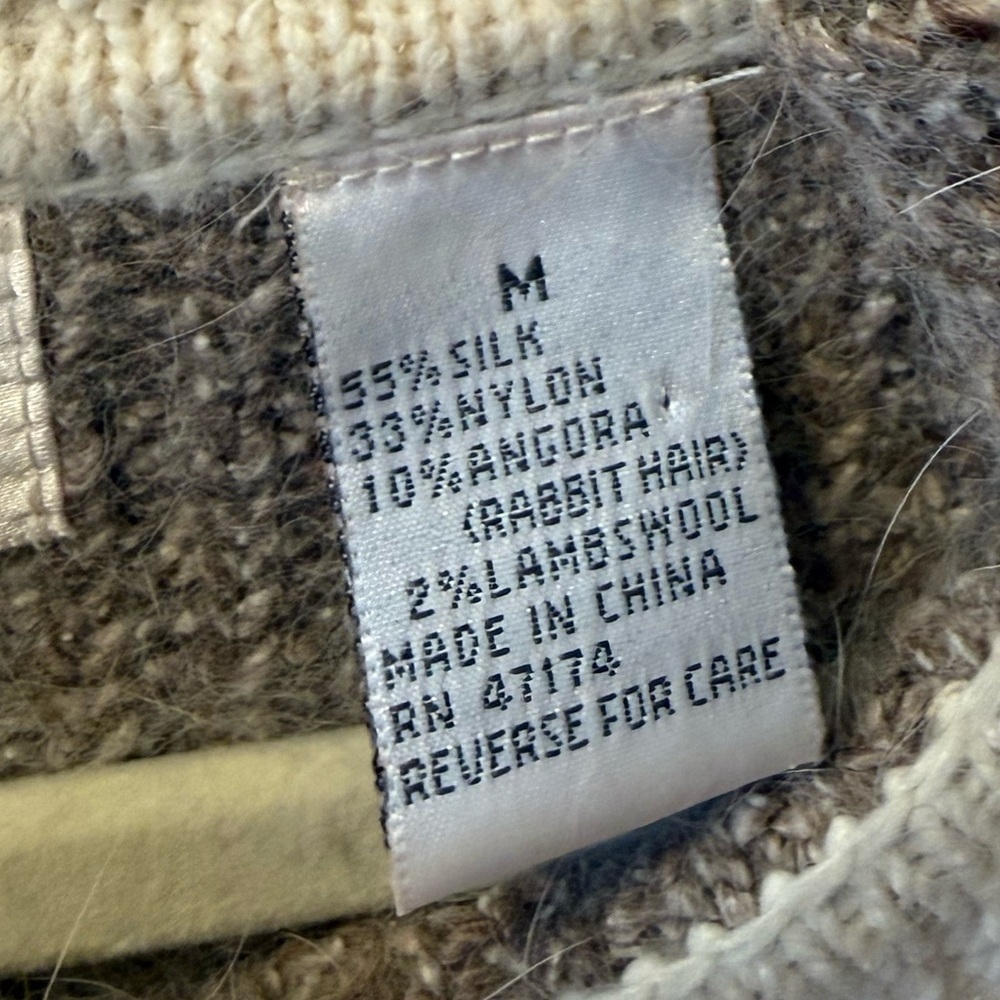 De Rotchild Vintage Angora Silk Blend Long Sweater/Sweater dress Cream Stripe M - Picture 5 of 8